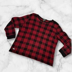 Lauren Jeans Ralph Lauren Buffalo Check Plaid Long Sleeve Red/Black Women Sz 2X